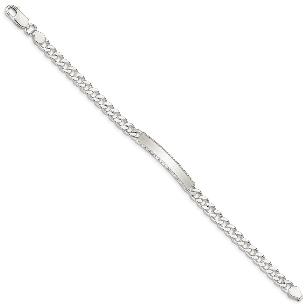 Sterling Silver Diamond-cut Engraveable Curb Link IN Bracelet QID103-7