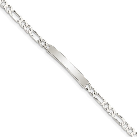 Sterling Silver Engraveable 6 in. Figaro Link ID Bracelet QID105-6