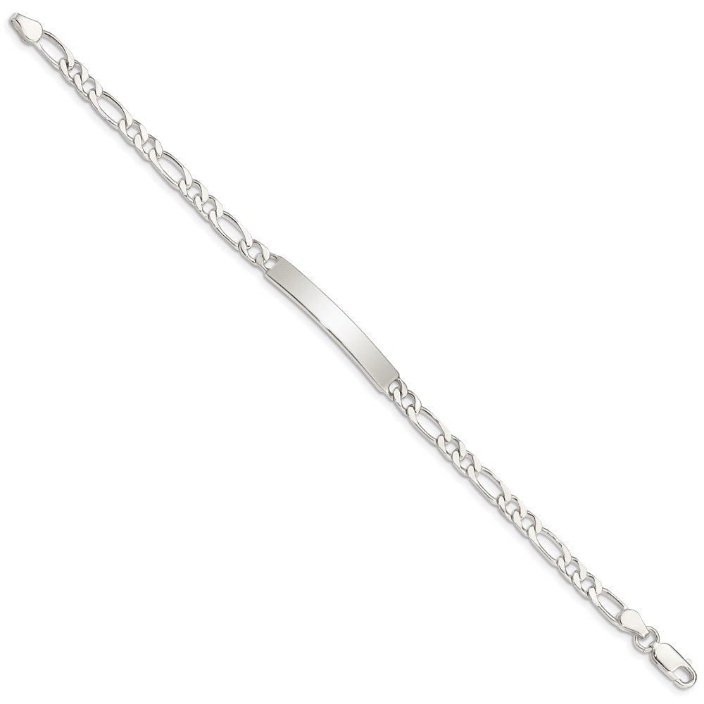 Sterling Silver 8inch Polished Engraveable Figaro Link ID Bracelet QID106-7