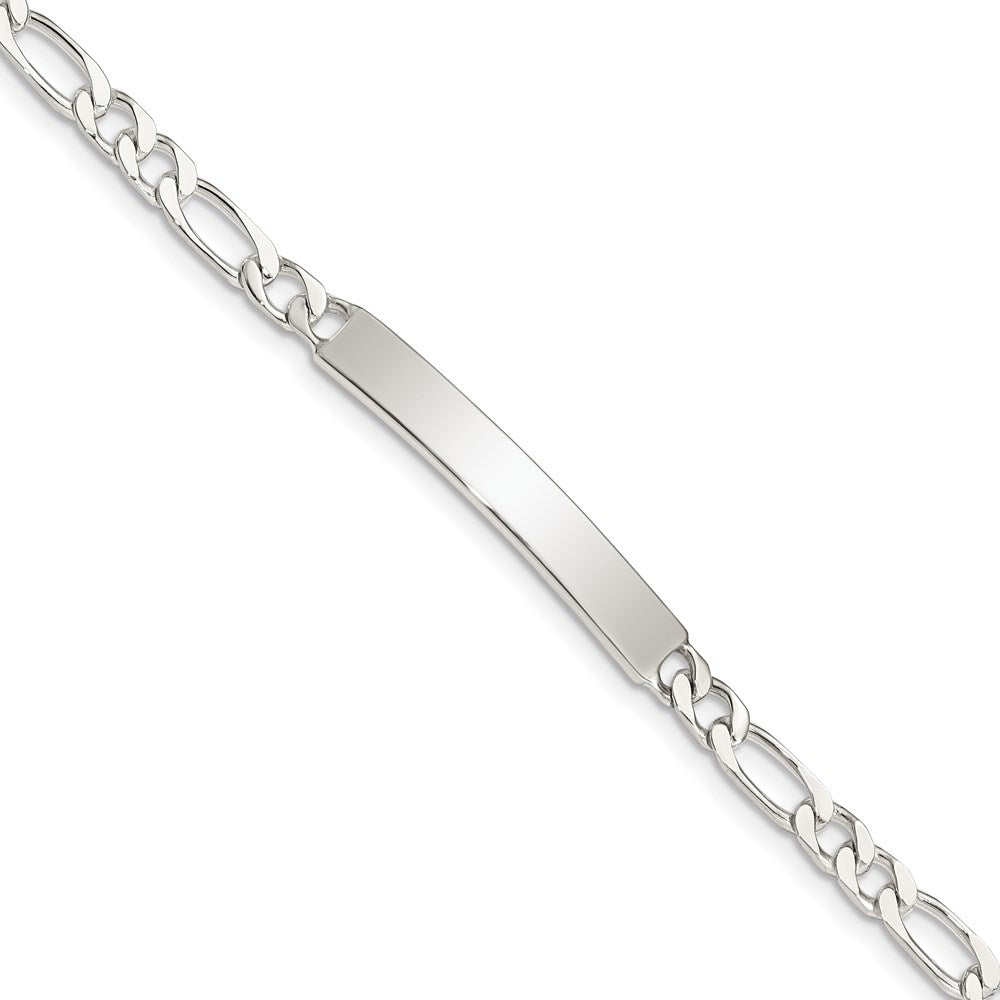 Sterling Silver 7inch Engraveable Figaro Link ID Bracelet QID106-7