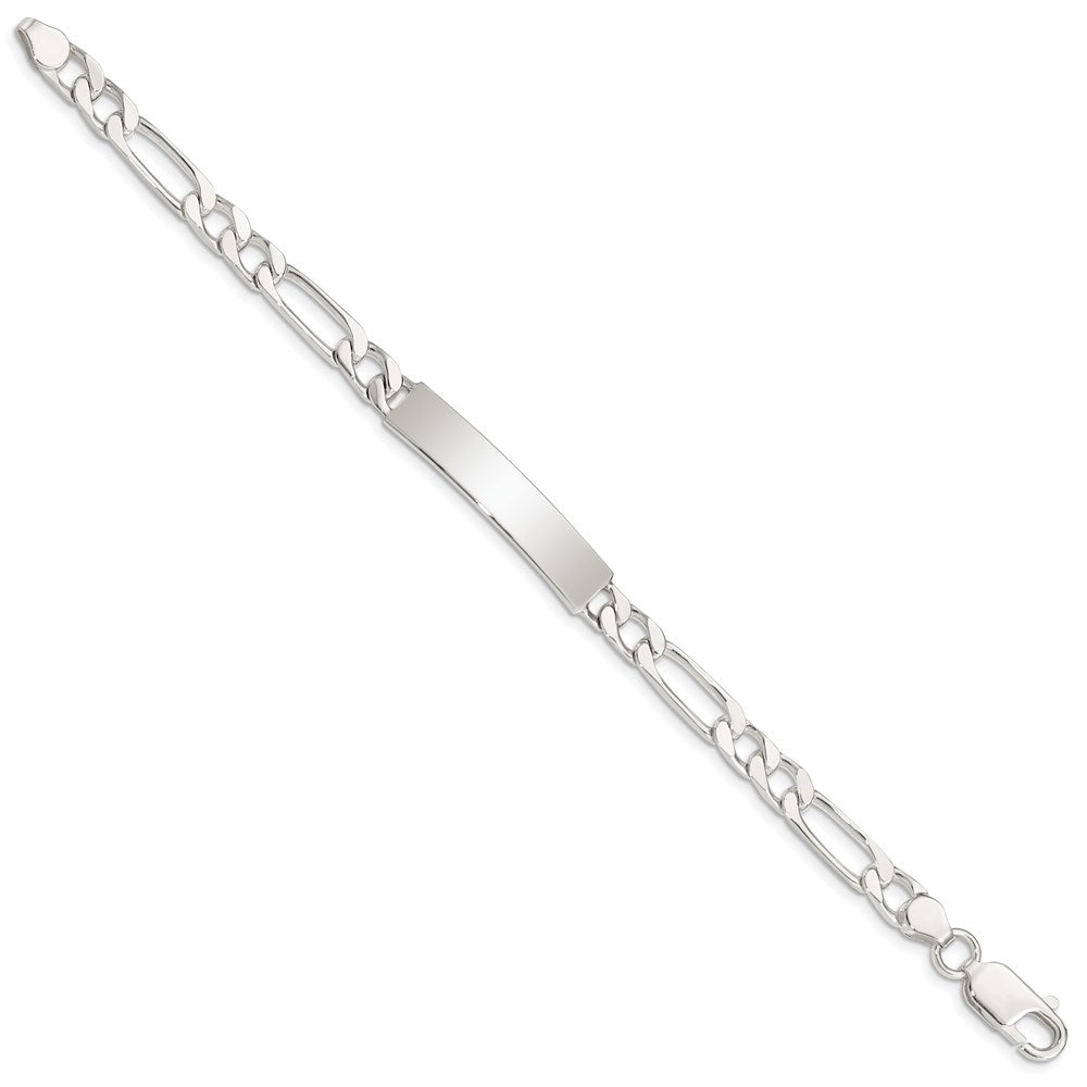 Sterling Silver 8inch Polished Engraveable Figaro Link ID Bracelet QID108-7