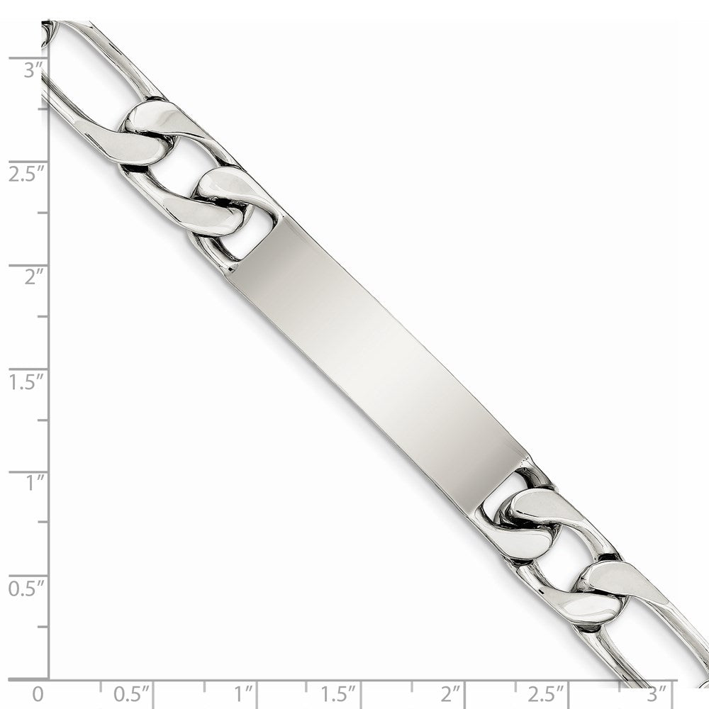 Sterling Silver 8.5 inch Polished Engraveable Figaro Link ID Bracelet QID111