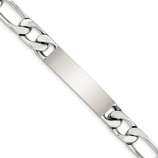 Sterling Silver 8.5 inch Polished Engraveable Figaro Link ID Bracelet QID111