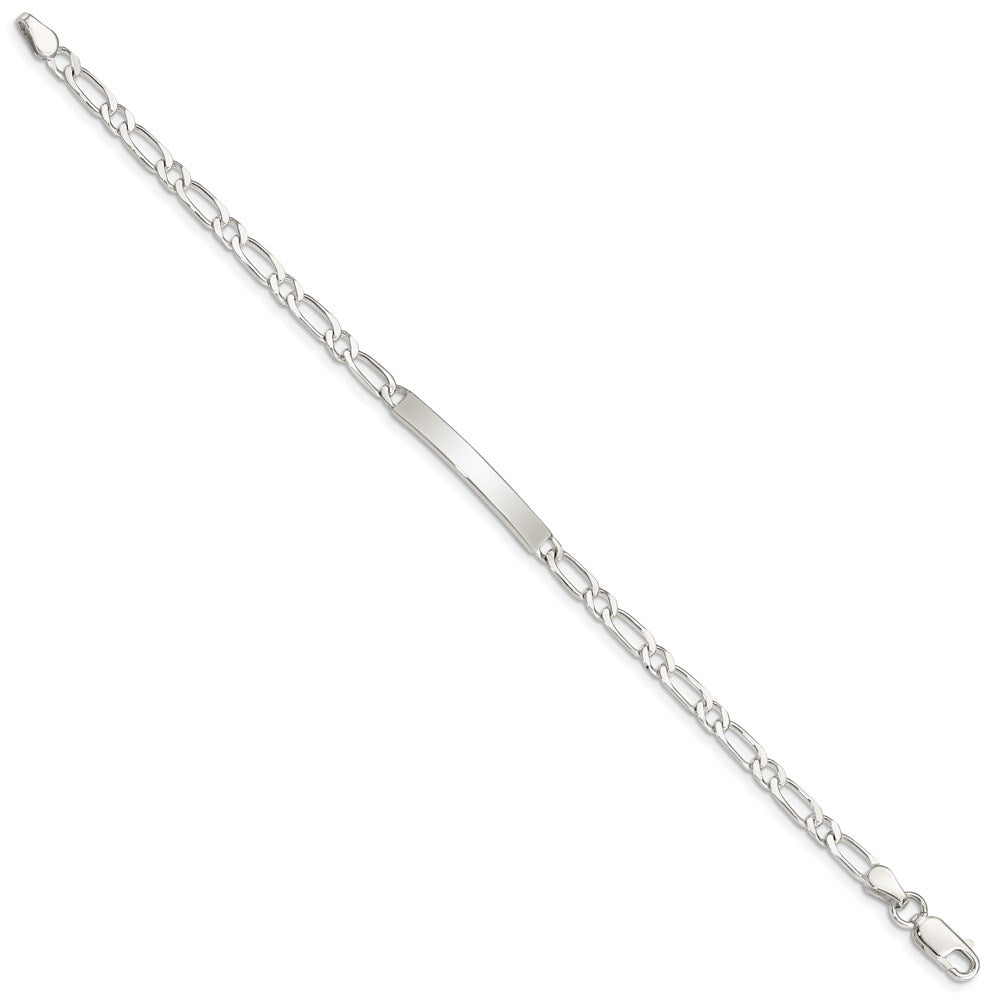 Sterling Silver 7inch Polished Engraveable 1 Figaro Link ID Bracelet QID112-7