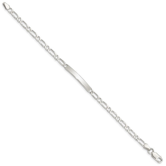 Sterling Silver 7inch Polished Engraveable 1 Figaro Link ID Bracelet QID112-7