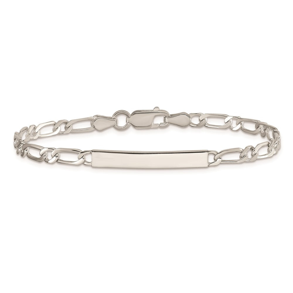 Sterling Silver 7inch Polished Engraveable 1 Figaro Link ID Bracelet QID112-7