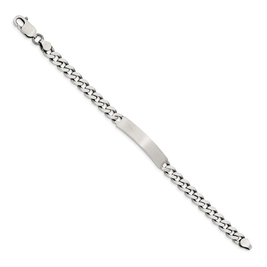 Sterling Silver 8inch Engraveable Antiqued Curb Link ID Bracelet QID119-7