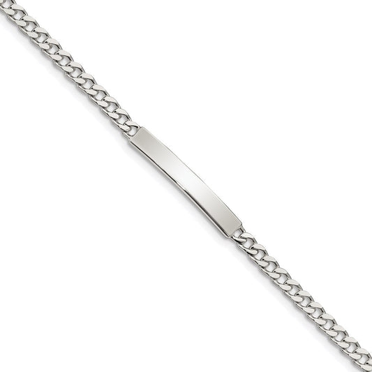 Sterling Silver Polished Engraveable Curb Link ID Bracelet QID130-7