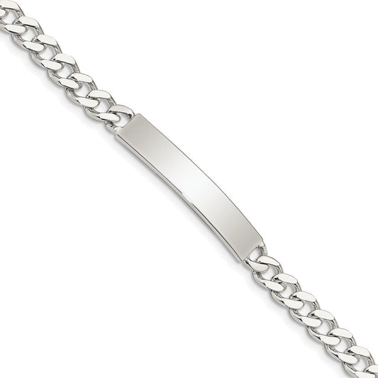 Sterling Silver Polished Engraveable Curb Link ID Bracelet QID132-7