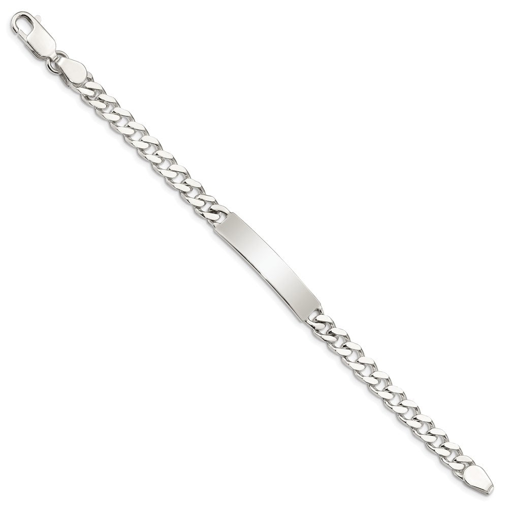 Sterling Silver 8inch Polished Engraveable Curb Link ID Bracelet QID133-7