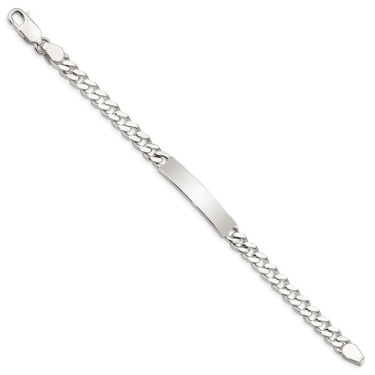 Sterling Silver 8inch Polished Engraveable Curb Link ID Bracelet QID133-7