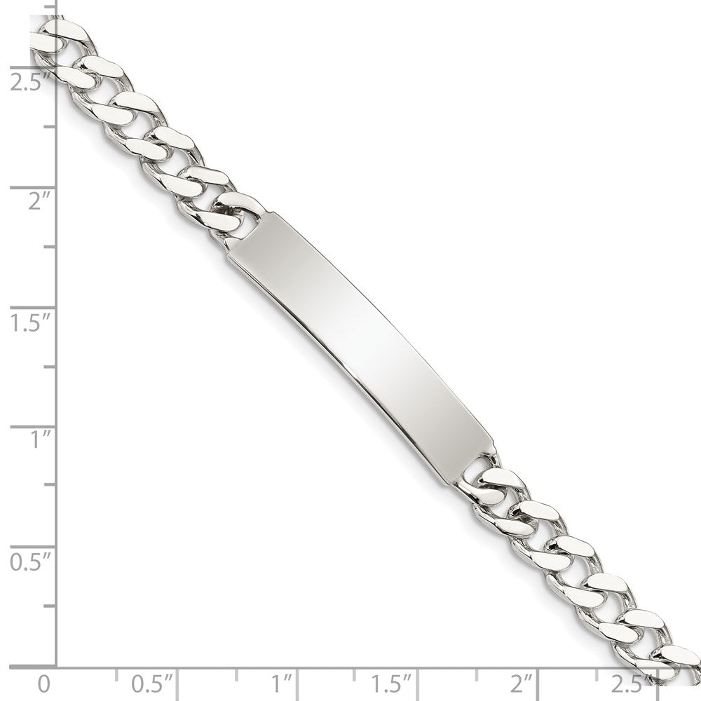 Sterling Silver 8inch Polished Engraveable Curb Link ID Bracelet QID133-7