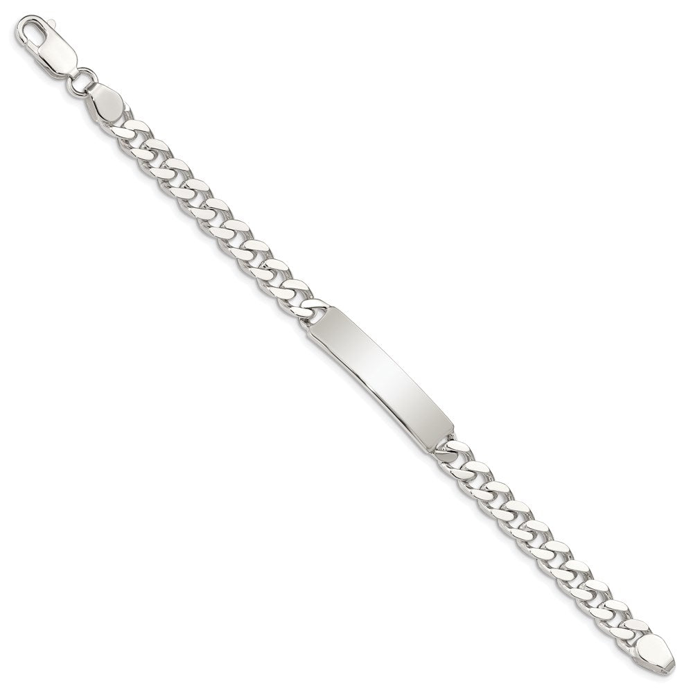 Sterling Silver 8inch Polished Engraveable Curb Link ID Bracelet QID134-7