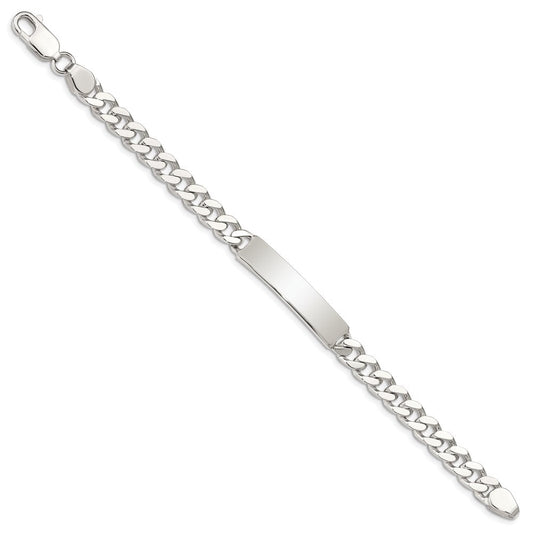 Sterling Silver 8inch Polished Engraveable Curb Link ID Bracelet QID134-7