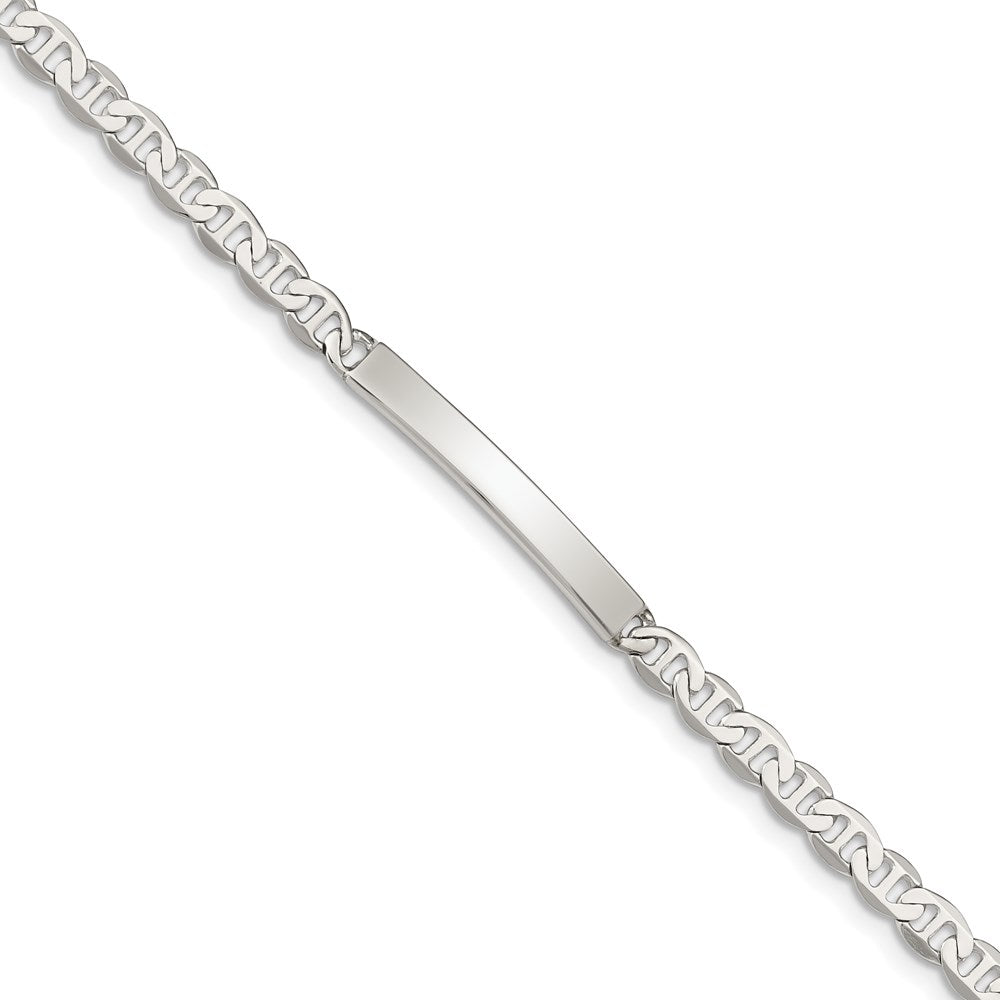Sterling Silver Polished Engraveable Anchor Link ID Bracelet QID138-7