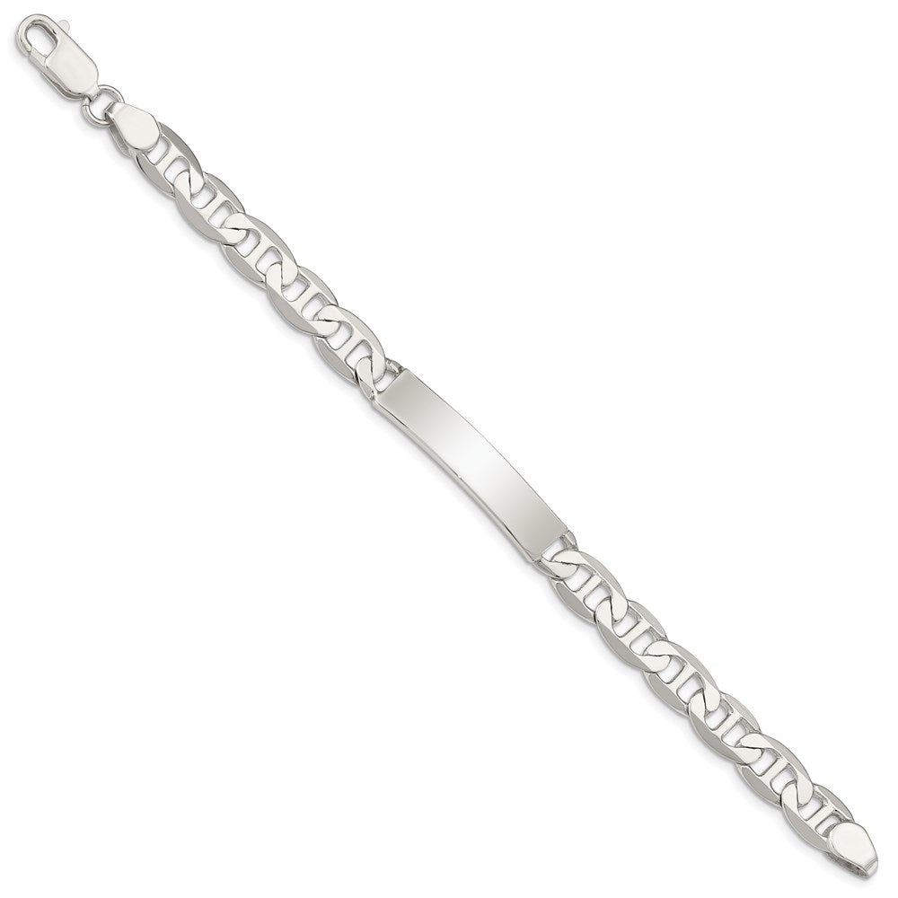 Sterling Silver 8inch Polished Engraveable Anchor Link ID Bracelet QID142-7