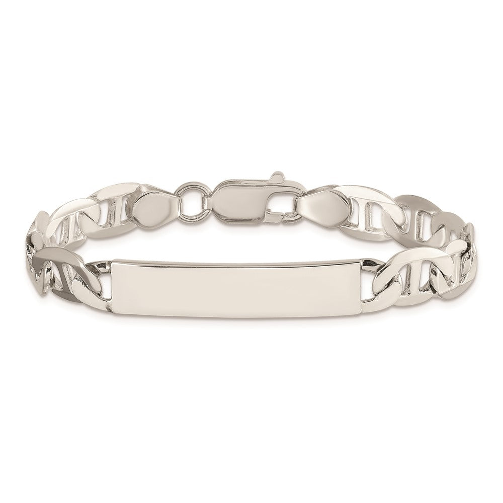 Sterling Silver 8inch Polished Engraveable Anchor Link ID Bracelet QID142-7