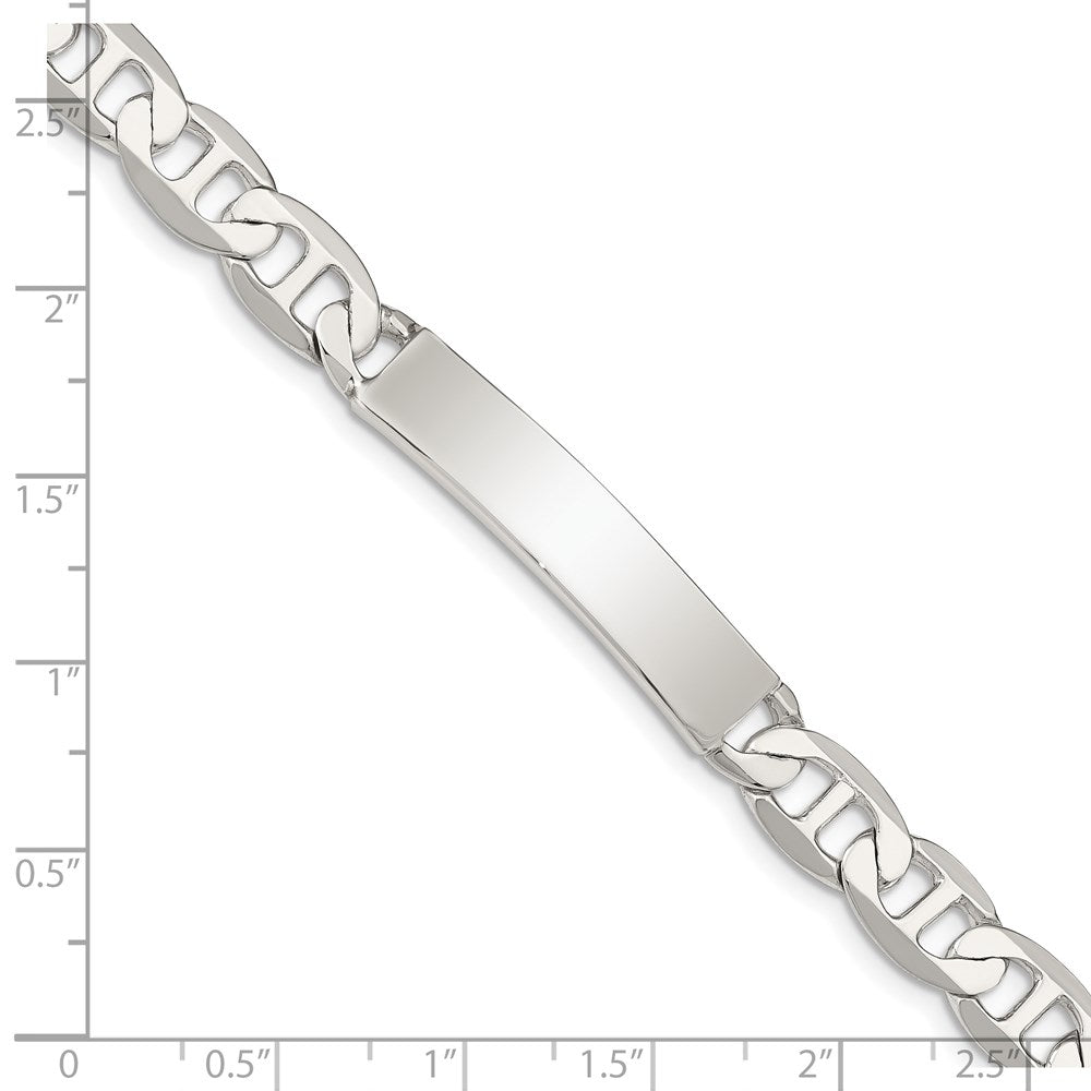 Sterling Silver 8inch Polished Engraveable Anchor Link ID Bracelet QID142-7
