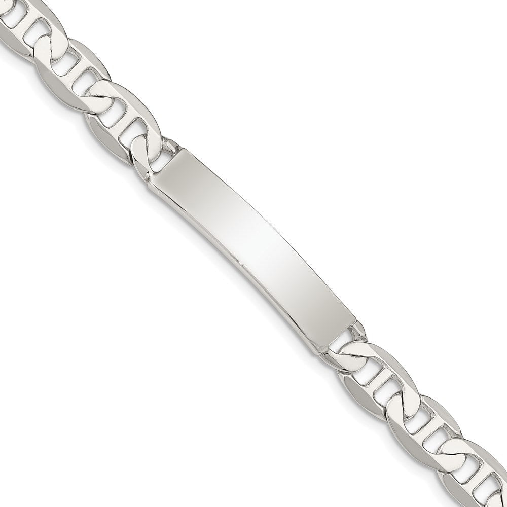 Sterling Silver 8inch Polished Engraveable Anchor Link ID Bracelet QID142-7