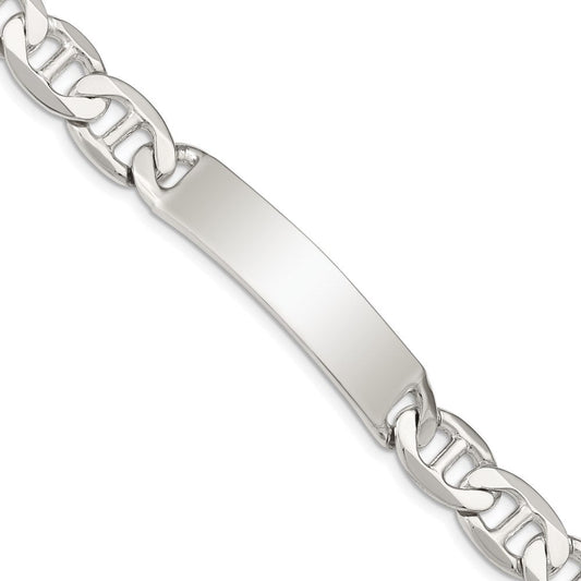 Sterling Silver 8.5inch Polished Engraveable Anchor Link ID Bracelet QID143-7.5