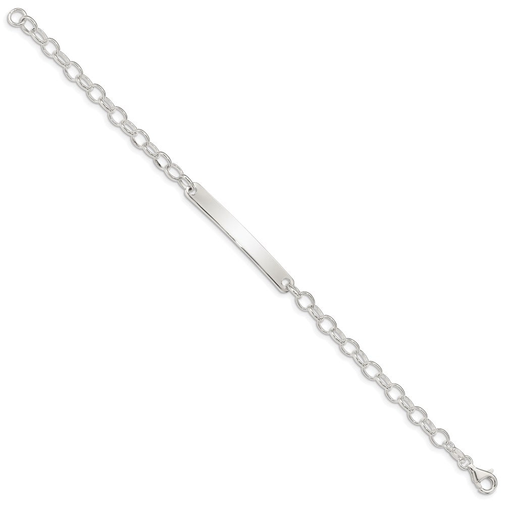 Sterling Silver Small Oval Rolo Link ID Bracelet QID147-7.5