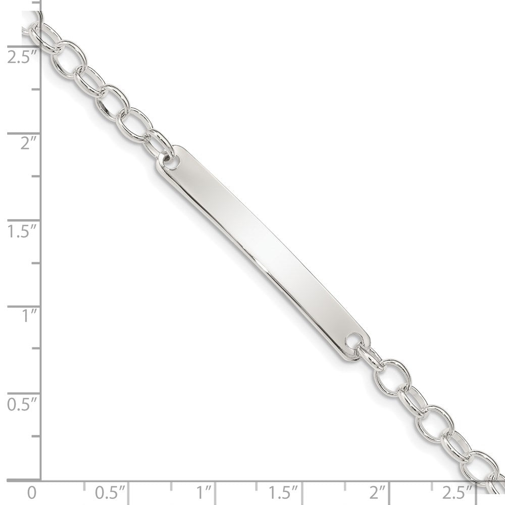 Sterling Silver Small Oval Rolo Link ID Bracelet QID147-7.5