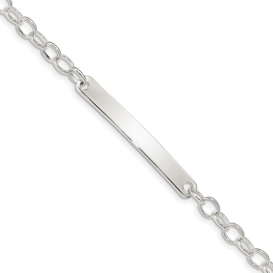 Sterling Silver Small Oval Rolo Link ID Bracelet QID147-7.5