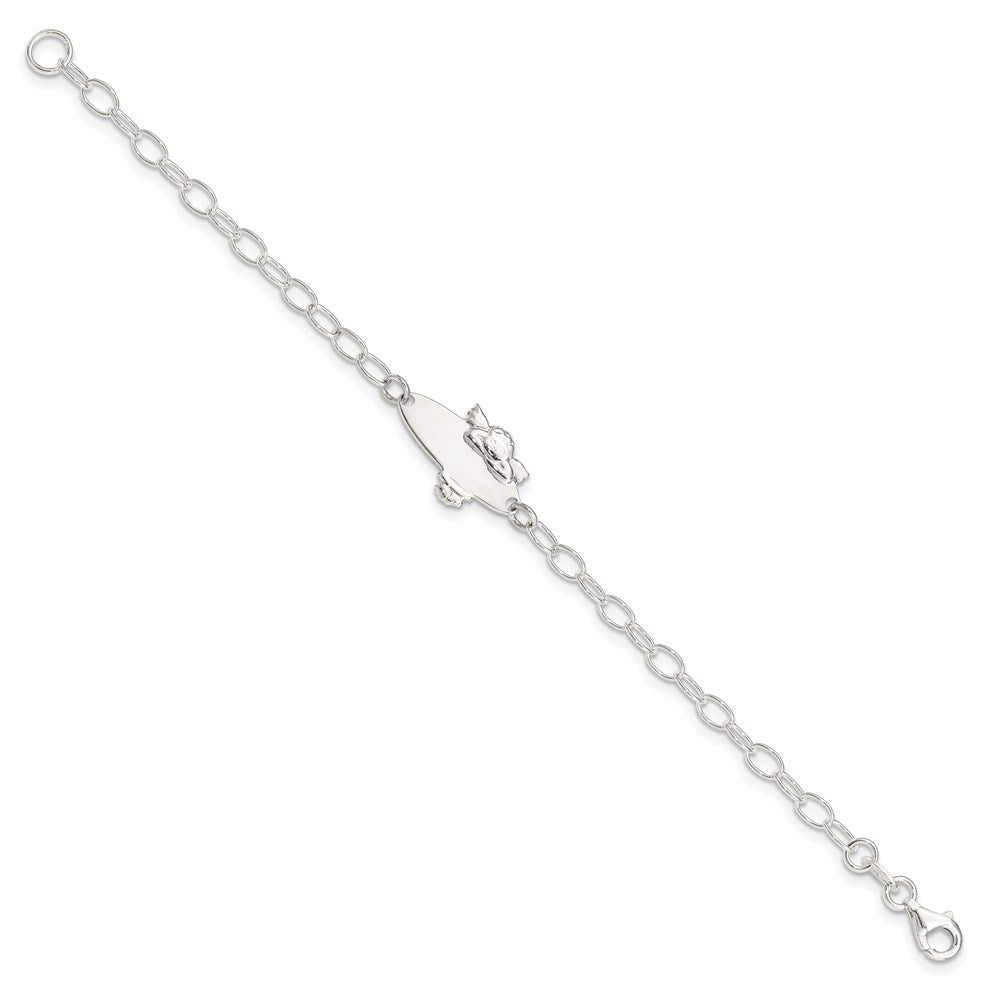 Sterling Silver Polished Angel Baby Engraveable ID Bracelet QID175-6