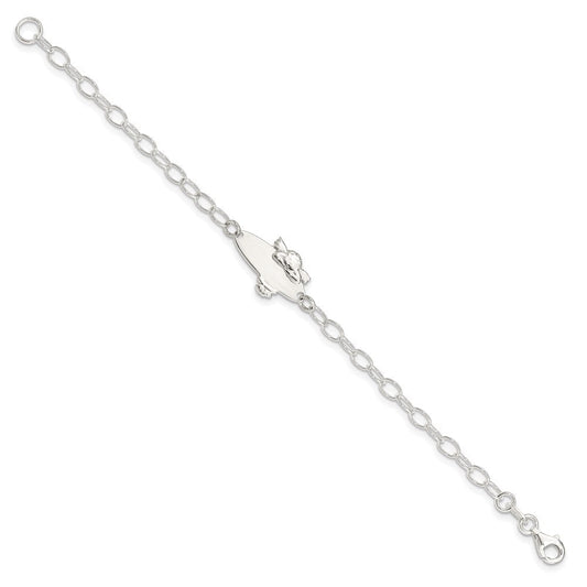 Sterling Silver Polished Angel Baby Engraveable ID Bracelet QID175-6