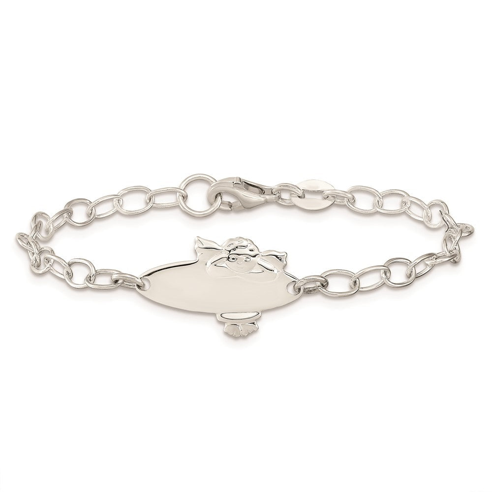 Sterling Silver Polished Angel Baby Engraveable ID Bracelet QID175-6