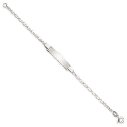 Sterling Silver Polished Engraveable Children's ID Bracelet QID176-6