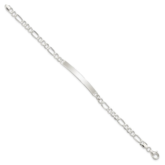 Sterling Silver Figaro Link ID Bracelet QID184-7.5