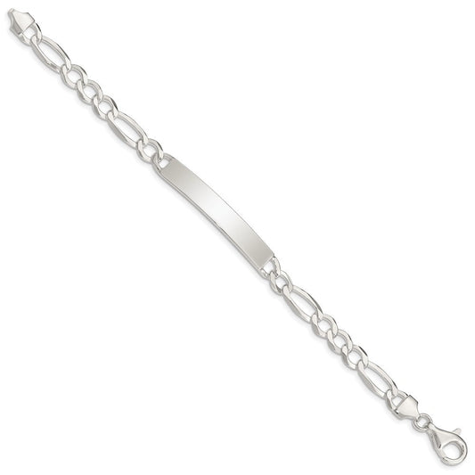 Sterling Silver Figaro Link ID Bracelet QID186-7.5