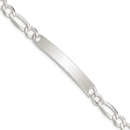 Sterling Silver Figaro Link ID Bracelet QID186-7.5