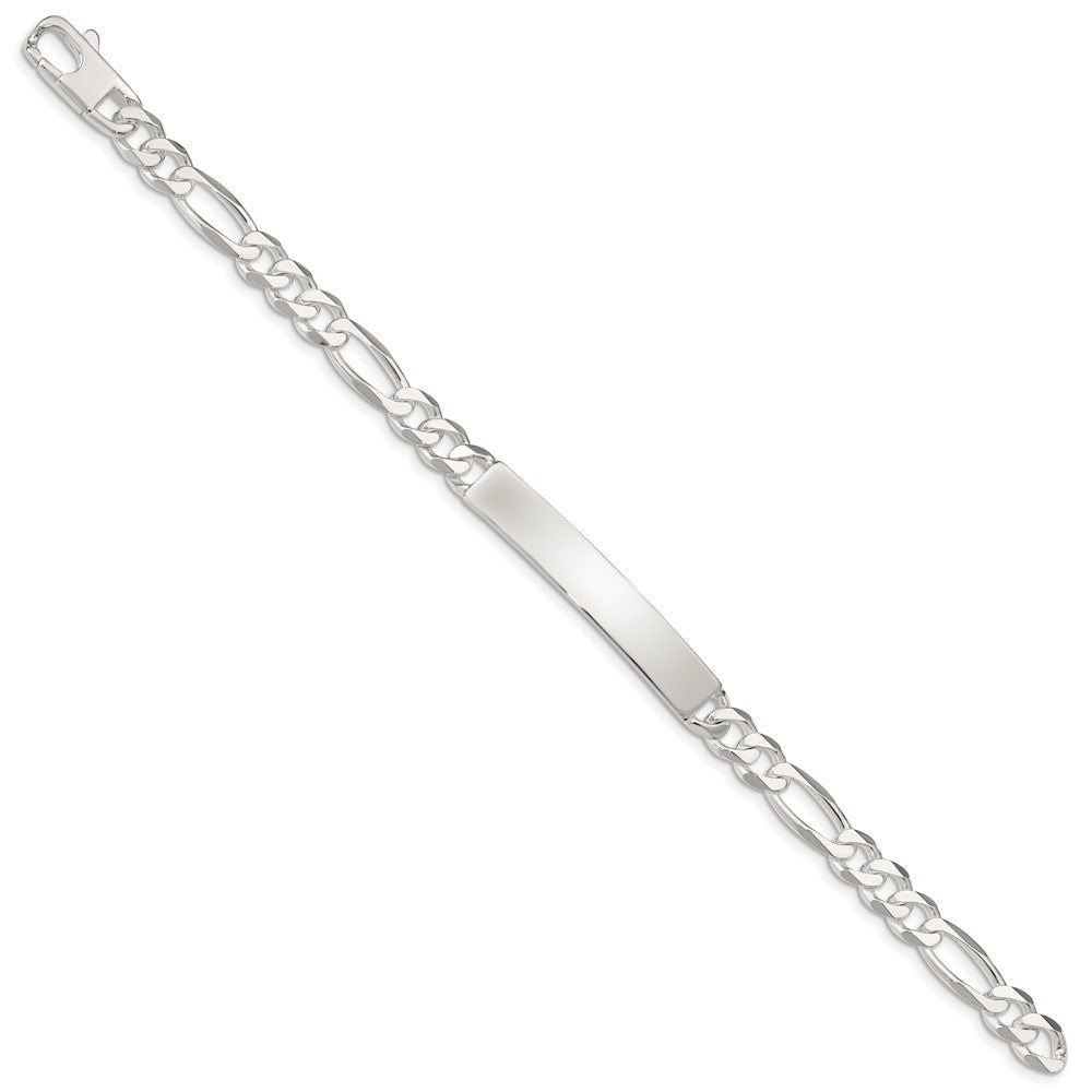 Sterling Silver Figaro Link ID Bracelet QID188-7.5