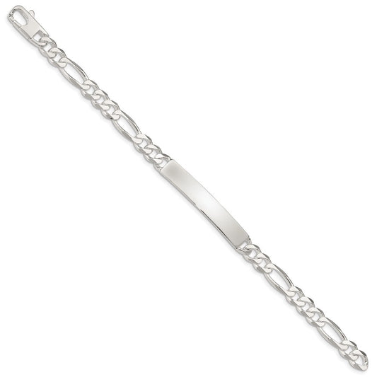 Sterling Silver Figaro Link ID Bracelet QID188-7.5