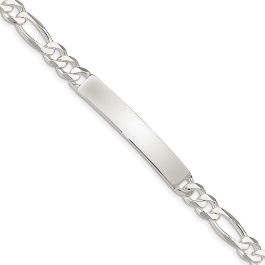 Sterling Silver Figaro Link ID Bracelet QID188-7.5