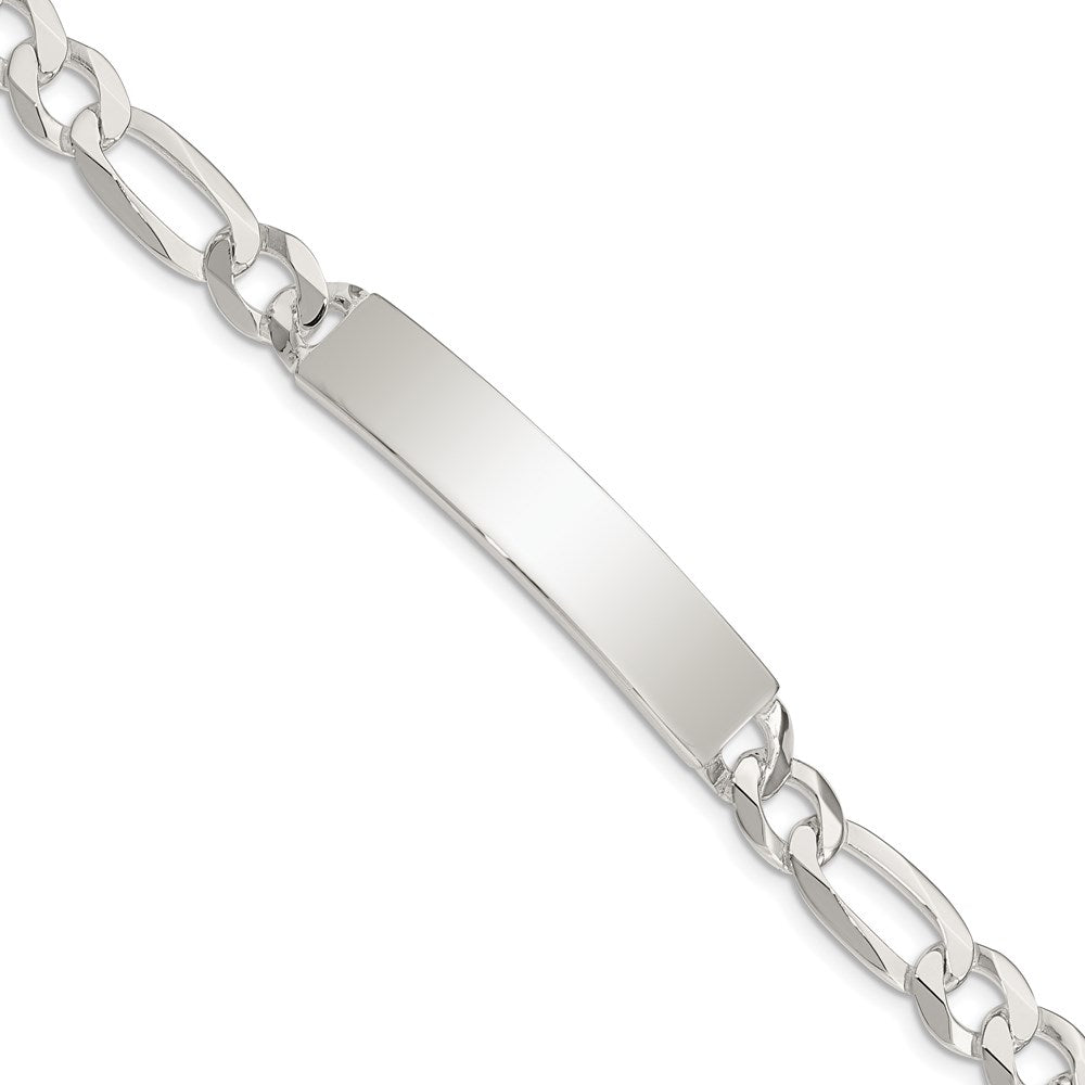 Sterling Silver Figaro Link ID Bracelet QID189-7.5