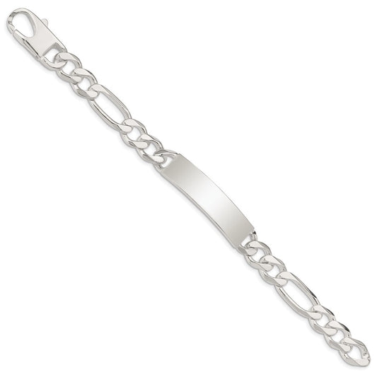 Sterling Silver Figaro Link ID Bracelet QID190-7.5