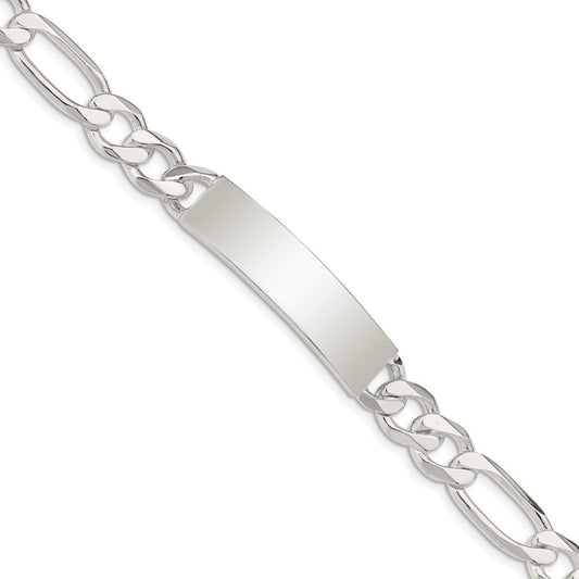 Sterling Silver Figaro Link ID Bracelet QID190-7.5