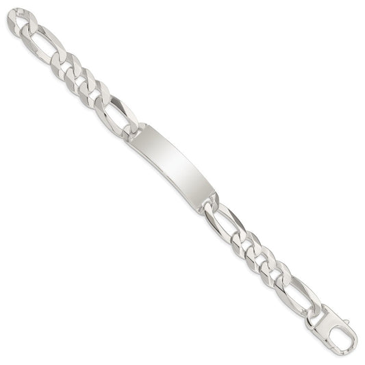 Sterling Silver Figaro Link ID Bracelet QID191-8.5