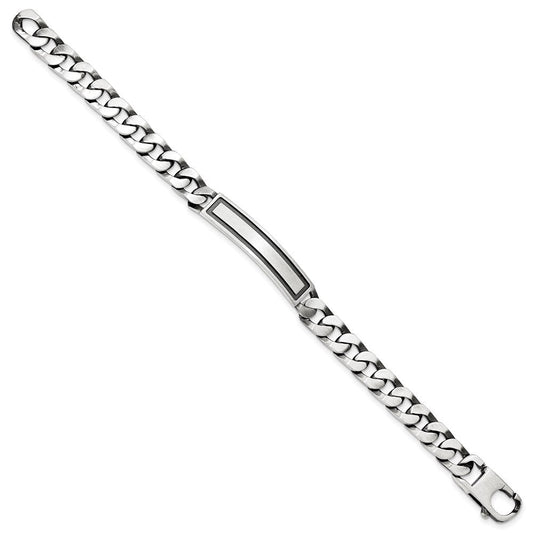 Sterling Silver Antiqued Satin Curb Link ID Bracelet QID204-7.5