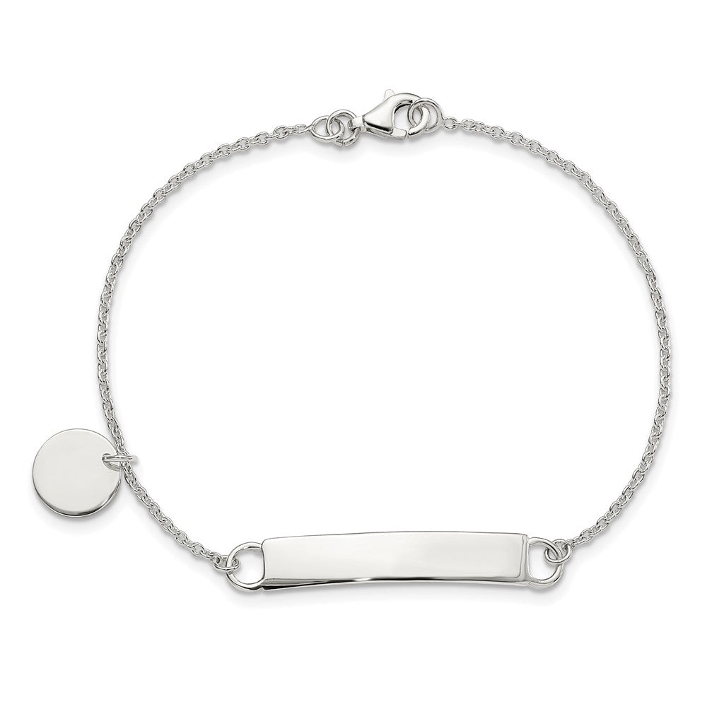 Sterling Silver Polished 7.5 inch Curb Link ID Bracelet W/Sliding Accent QID215-7.5