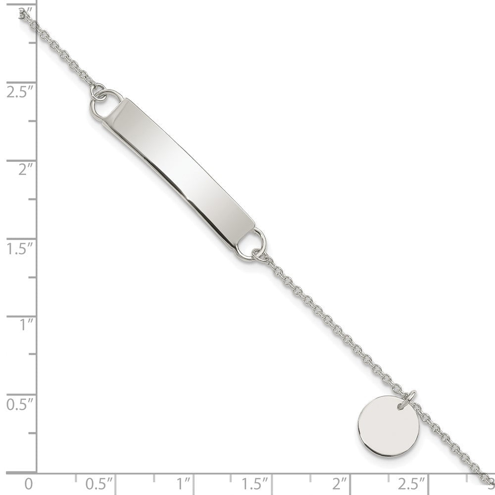 Sterling Silver Polished 7.5 inch Curb Link ID Bracelet W/Sliding Accent QID215-7.5