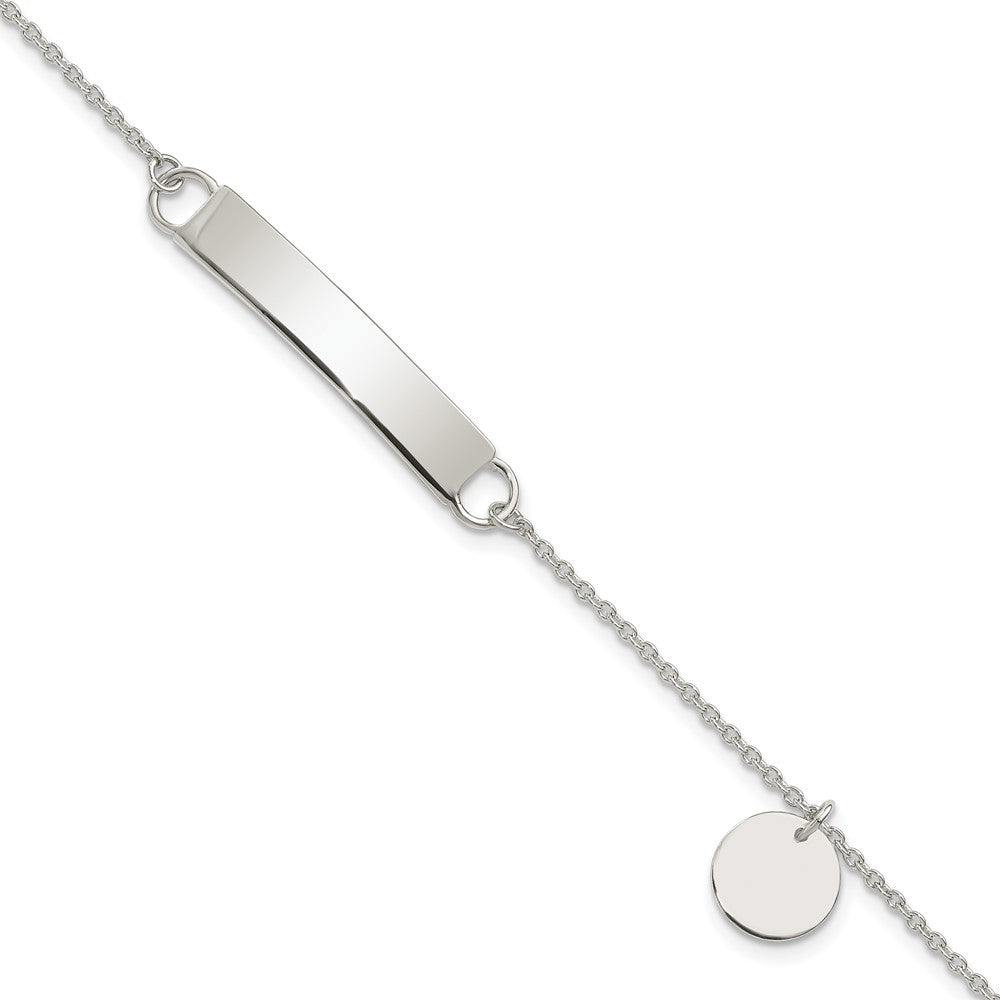 Sterling Silver Polished 7.5 inch Curb Link ID Bracelet W/Sliding Accent QID215-7.5