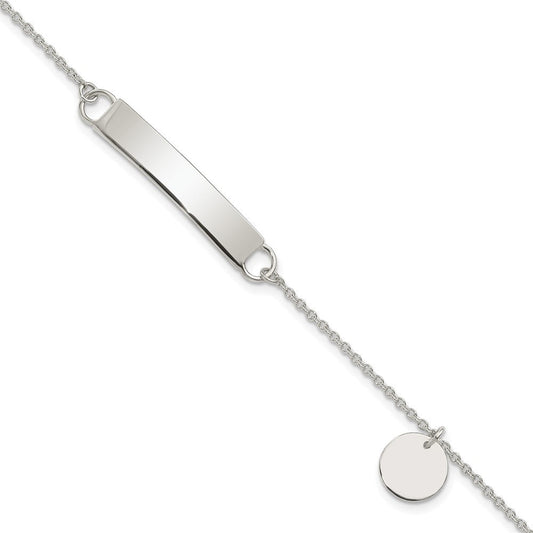 Sterling Silver Polished 7.5 inch Curb Link ID Bracelet W/Sliding Accent QID215-7.5