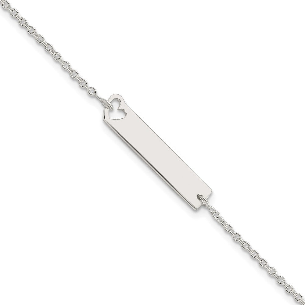 Sterling Silver Polished Heart ID 7in Bracelet QID226-7
