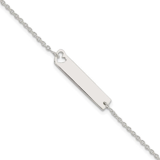 Sterling Silver Polished Heart ID 7in Bracelet QID226-7
