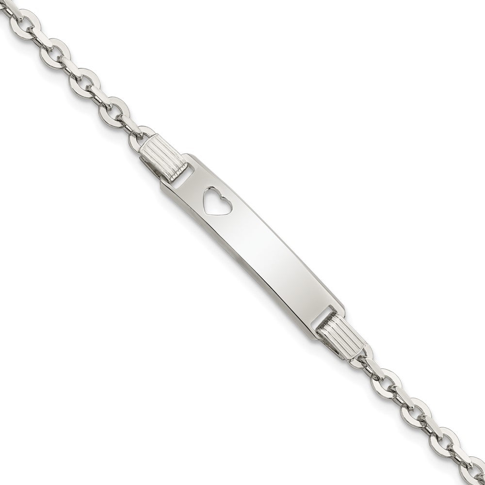 Sterling Silver Polished ID W/Heart Bracelet QID229-7.5