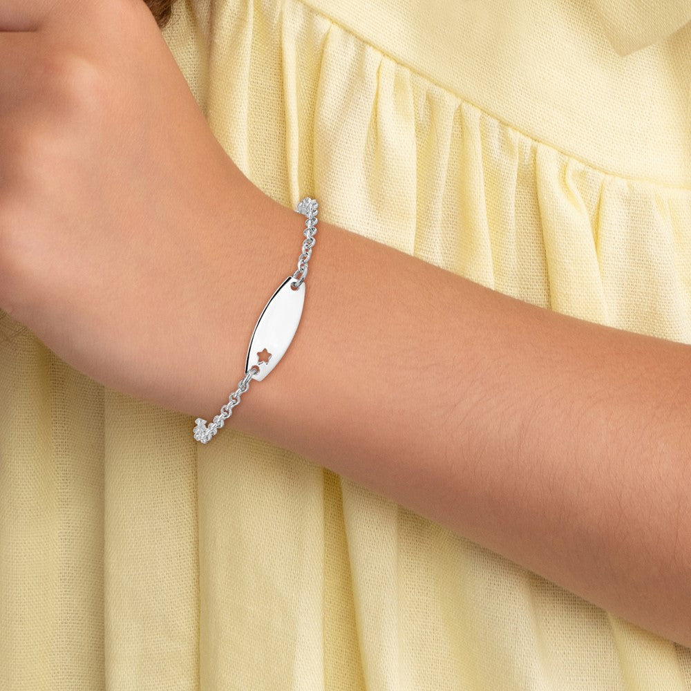 Sterling Silver Childrens Polished ID with Star Bracelet QID230-5.5